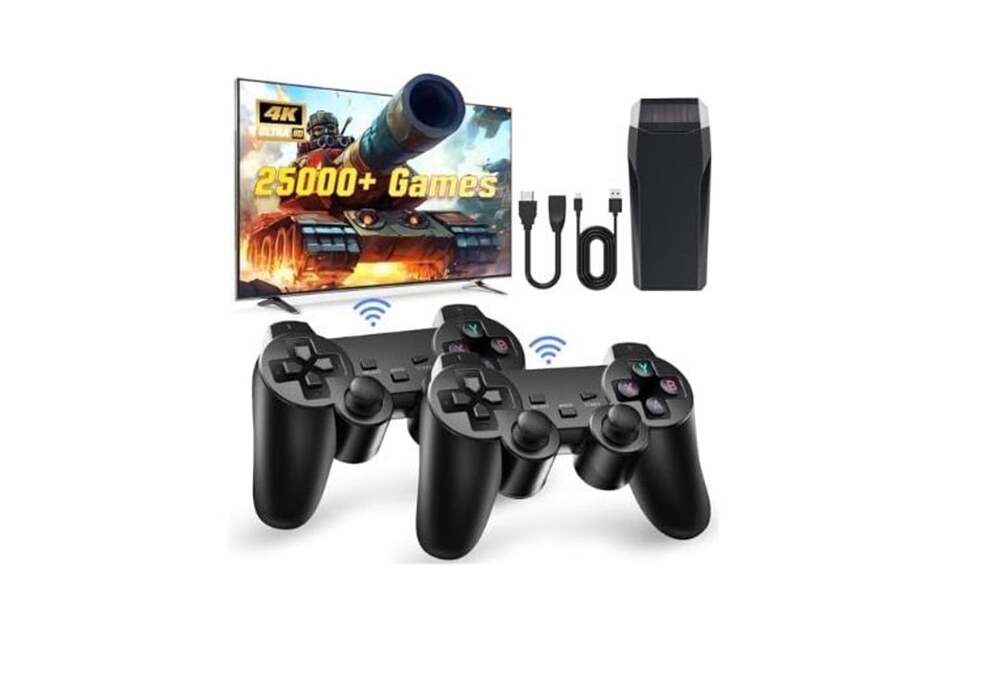 4K Retro Game Console Plug Play 25000 Games Stick 2 Wireless Controllers